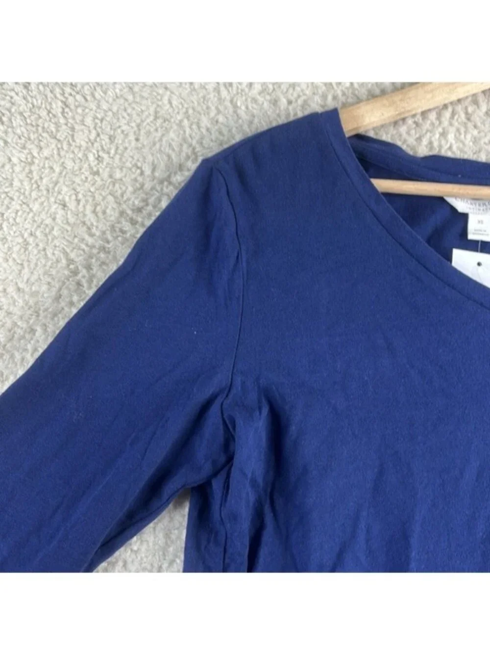 NWT Charter Club Womens Navy Cotton V-Neck Long Sleeve Pajama Top L LARGE